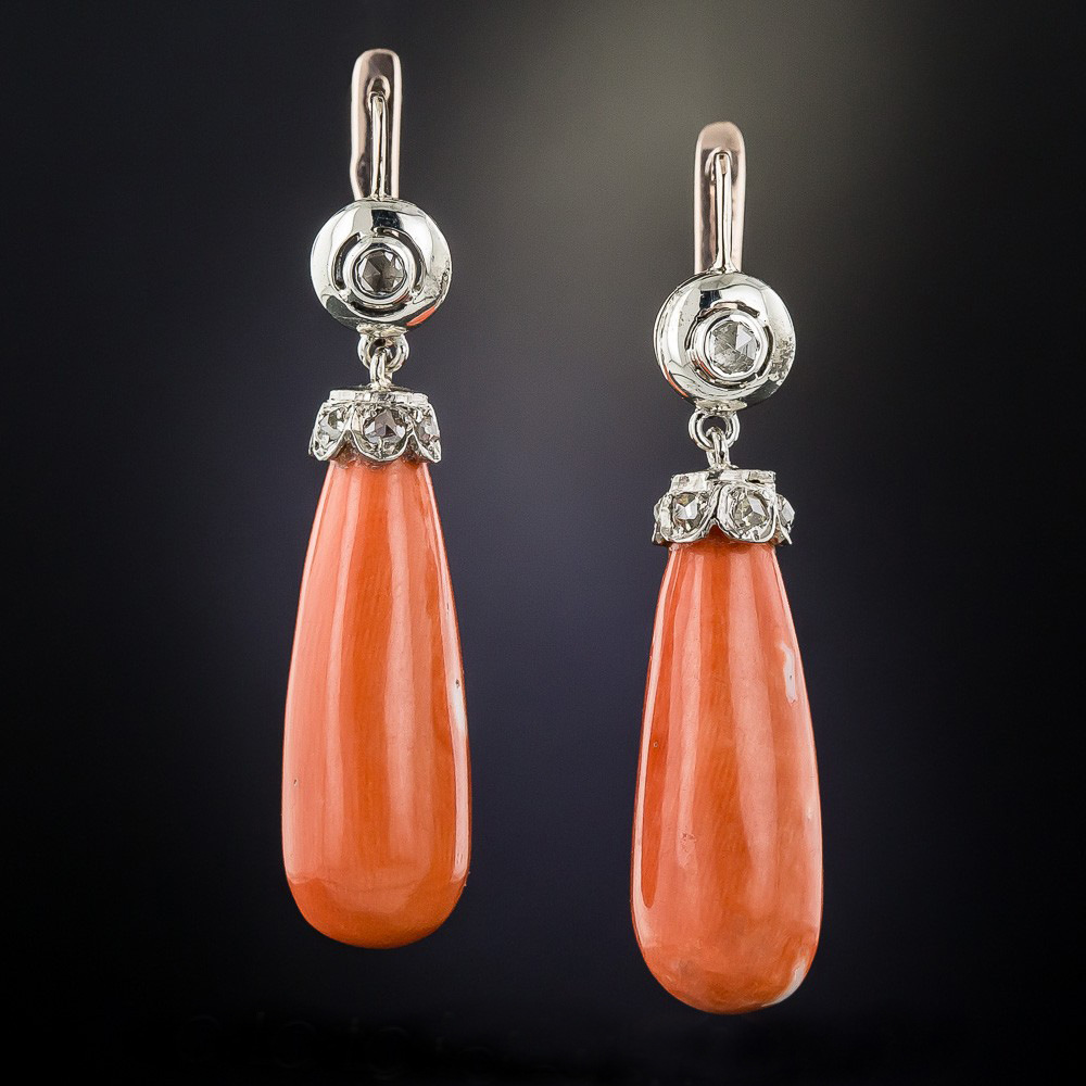Bohemian Orange Red Coral Diamond Metal Earrings Wholesale display picture 4