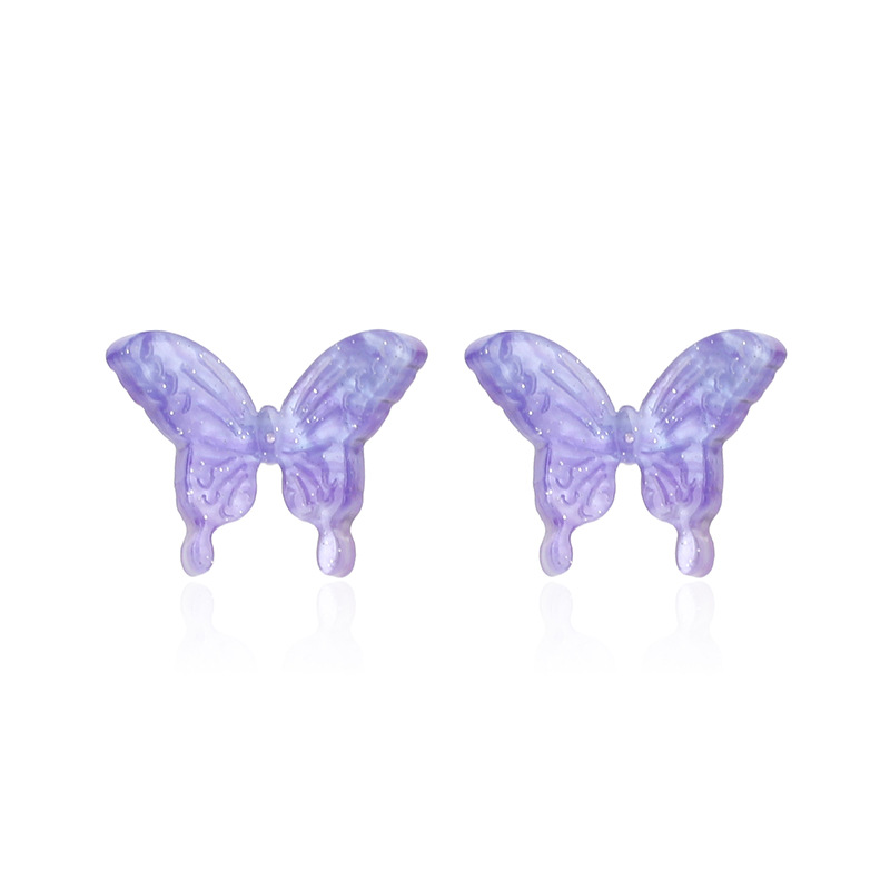 2g Weight Earrings, Ear Studs Classification Wedding, Travel Occasion Bow Knot Pattern Women'S Gender White, Pink, Purple Color Fashion New Three-dimensional Butterfly Korea Trendy Fashion Wild Resin Earrings Wholesale Nihaojewelry 20