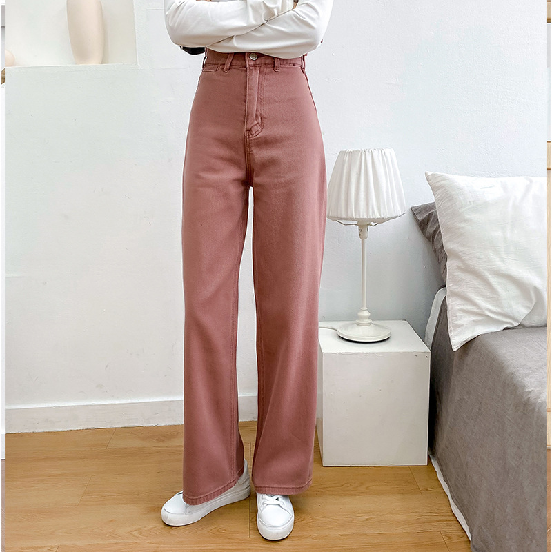 Women's wear 2020 new pattern Autumn and winter Paige Casual pants Easy Korean Edition Show thin Straight Broad leg Easy Jeans