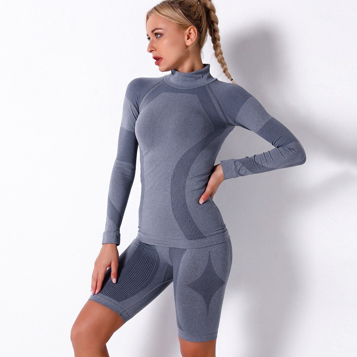 seamless knitted striped sports yoga wear  NSLX12879