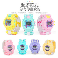 Creative Children Transforming Electronic Watch Jinlong Small Toy Dinosaur Transformation Robot Steel Glowing Transforming Watch