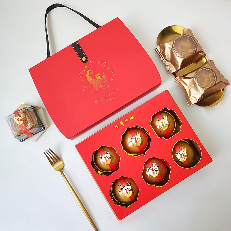 2026新款月饼包装盒手提创意6粒80g蛋黄酥盒子高档饼干盒中秋礼盒