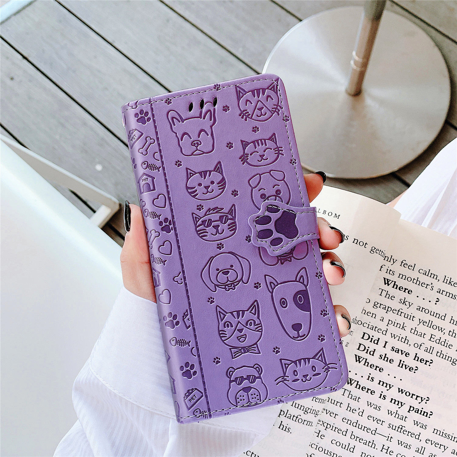 Embossed Leather Phone Case Wallet Card Holder For Iphone_voghion.com