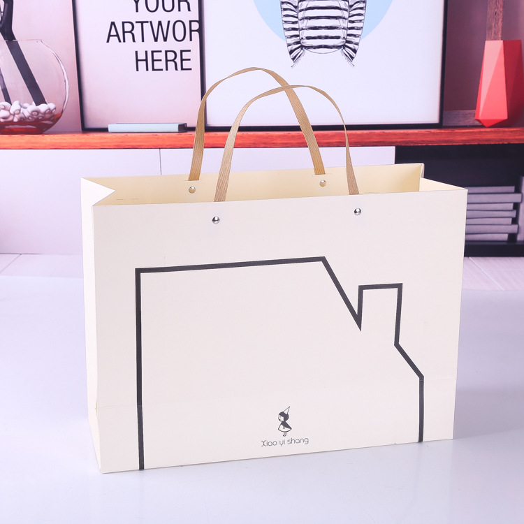 厂家定制折叠礼品服装袋 宣传广告购物方底手提柳钉纸袋定制LOGO