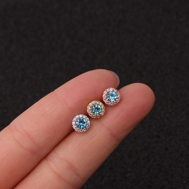 Ear Cartilage Rings & Studs Fashion Geometric 316 Stainless Steel  Copper Zircon display picture 3