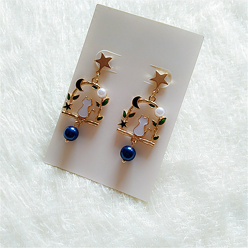 Fashion Cat Alloy Plating Inlay Pearl Women's Drop Earrings 1 Pair display picture 2