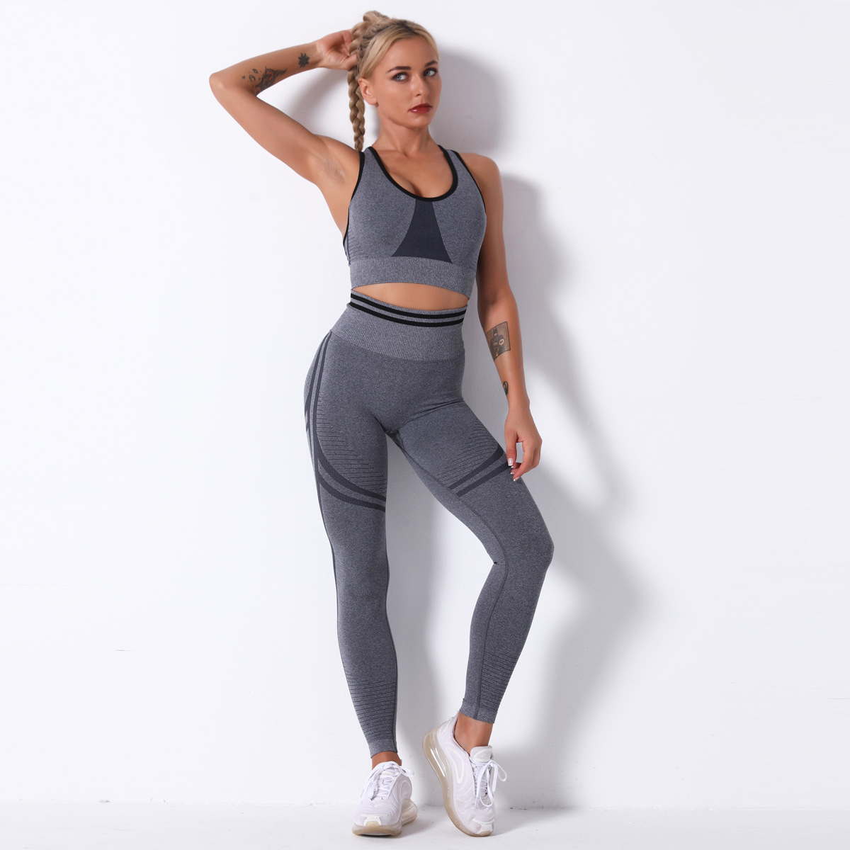 knitted seamless sexy line hip-lifting yoga suit NSNS10728