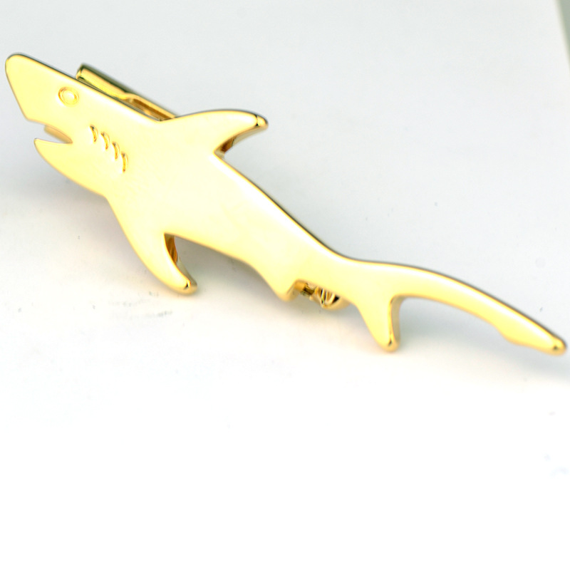 2020款英博精品领带夹礼品金色鲨鱼婚礼配件现货夹子批发Tie clip|ms