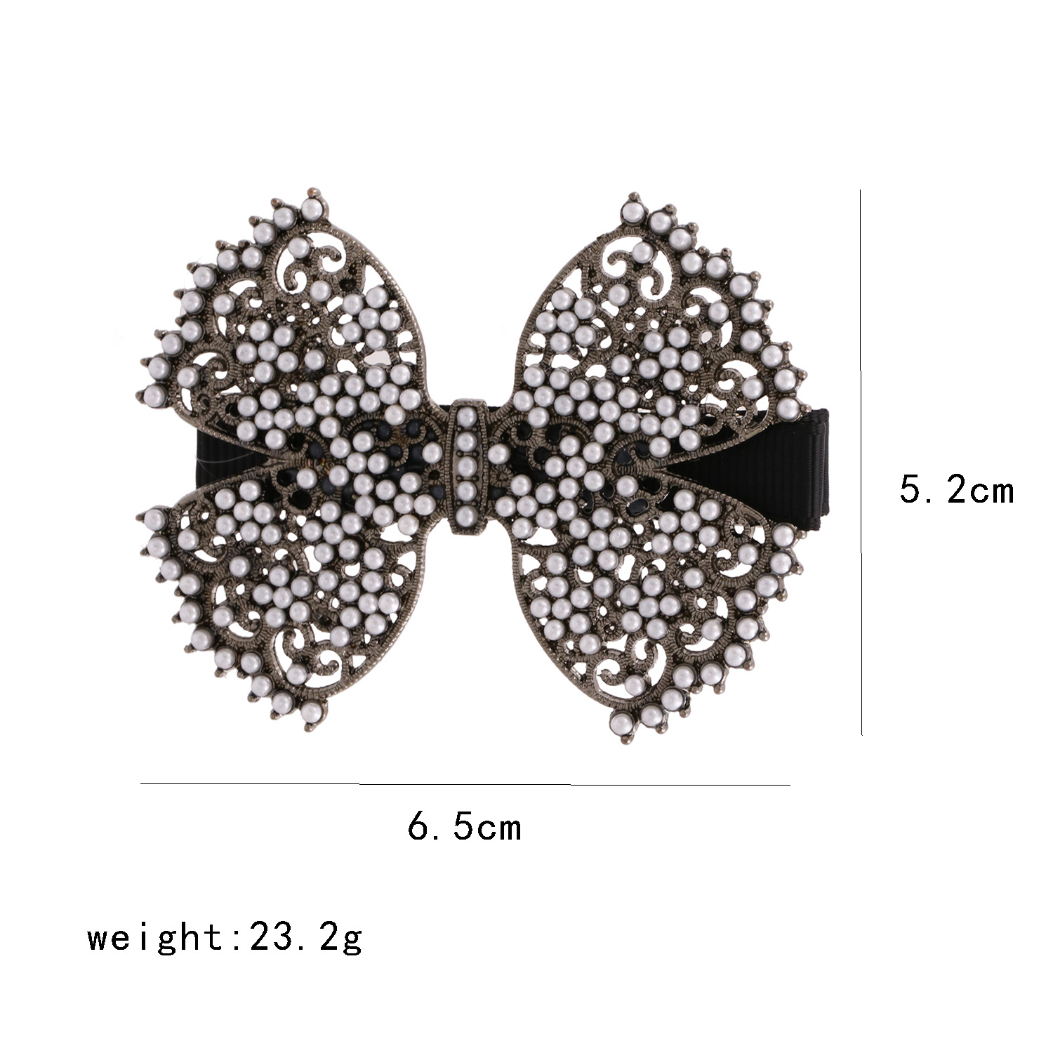 60282 Metall Alt Retro Mori Perlen Bowknot Press Clip Japanische Wort Clip Pony Haars Pange Mode display picture 1