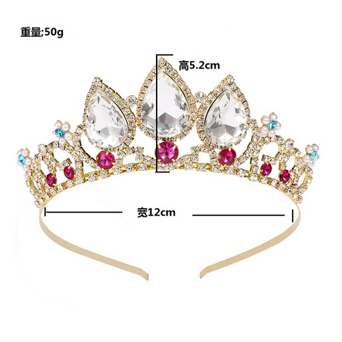 2pcs Fashion children's flower girls prom birthday party hair crown hair accessories head accessories bling crown model show rhinestone hairpin baby headband