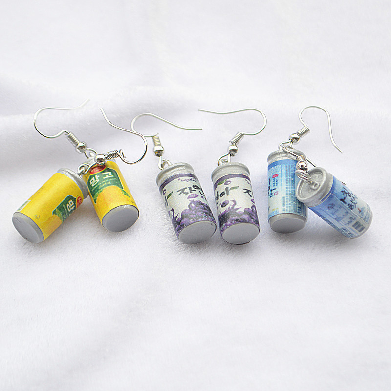 Funny Cute Juice Drink Can Earrings display picture 1