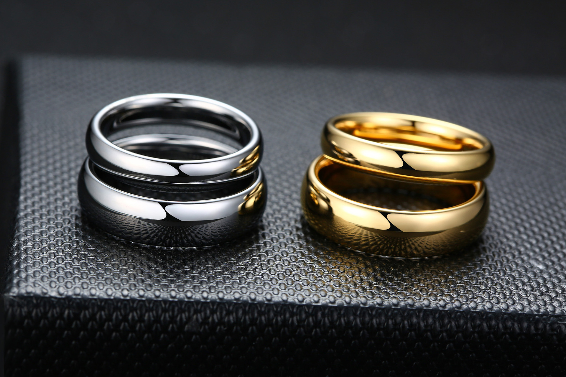 Simple Style Geometric Tungsten Steel Rings Plating Stainless Steel Rings