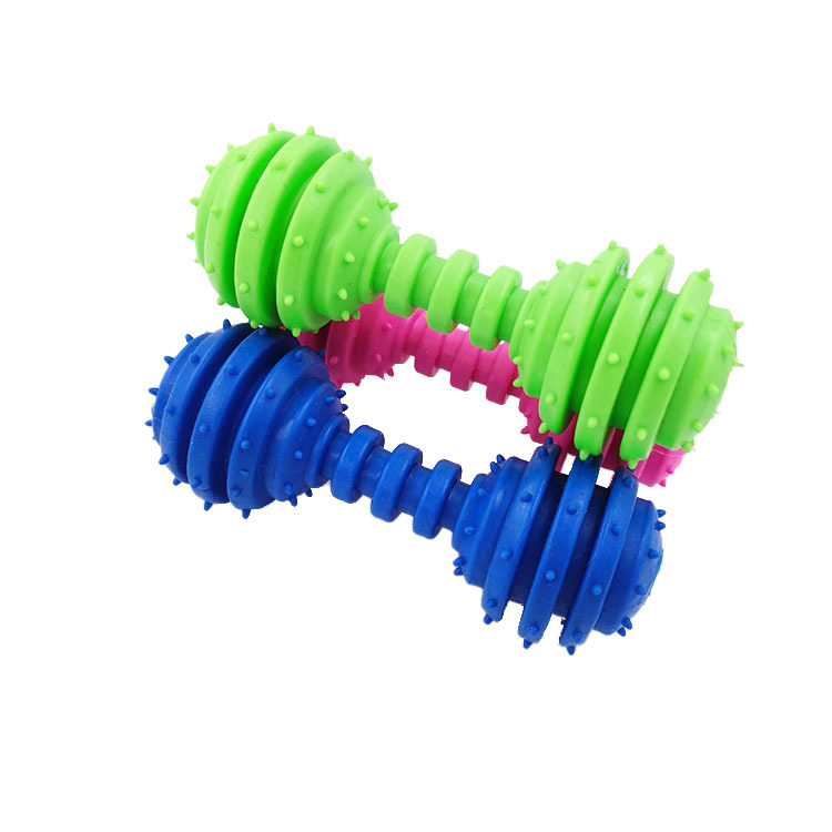 Pet Toy teether bar Barbell TPR perro de goma suave perro de juguete entrenamiento perro lanzando suministros para Mascotas Fábrica al por mayor
