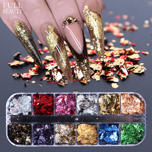 Cross-border hot style fashionable nail art gold foil ins internet celebrity European and American popular platinum fragments Jin Cong nail jewelry