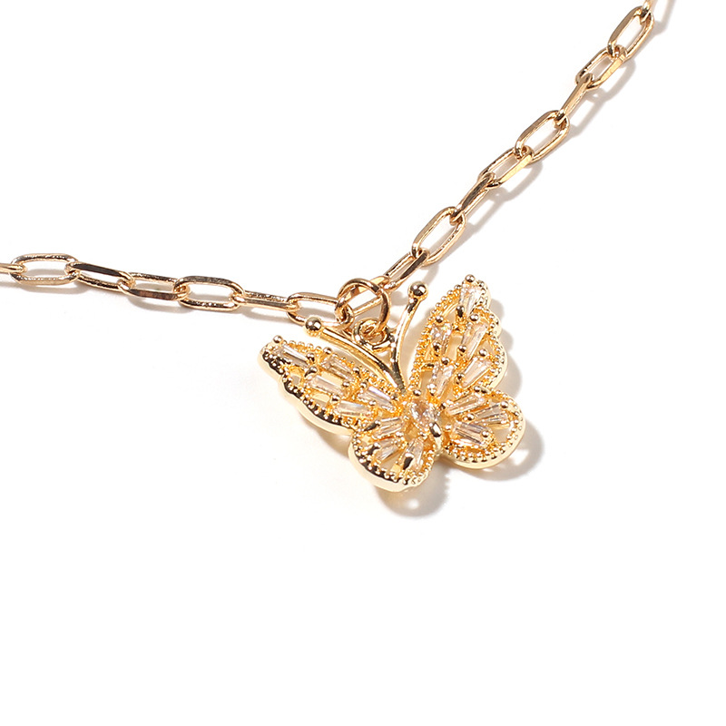Fashion Style Korean Fashion Women's Butterfly Pendant Clavicle Necklace Trend Diamond Zircon Necklace Nihaojewelry