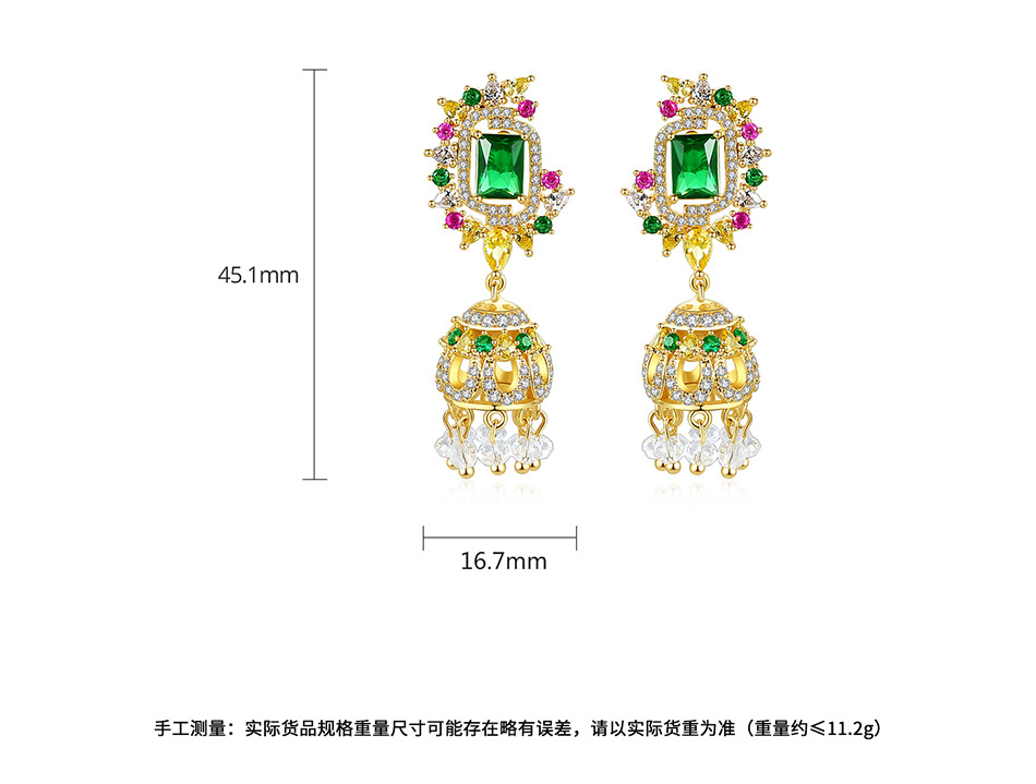 New Copper Inlaid Zircon Colorful Earrings display picture 7