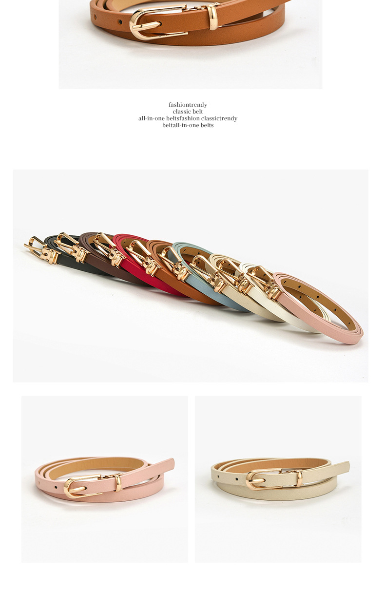 Candy Color Fashion Buckle Pu Thin Belt display picture 4