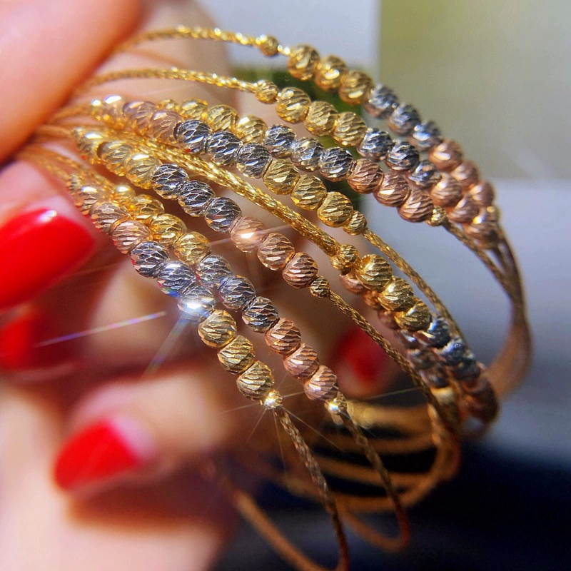 18-каратный Золотой итальянский весенний браслет AU750 трехцветный браслет из бусин браслет простые свежие женские золотые украшения