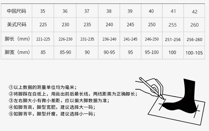 尺码表