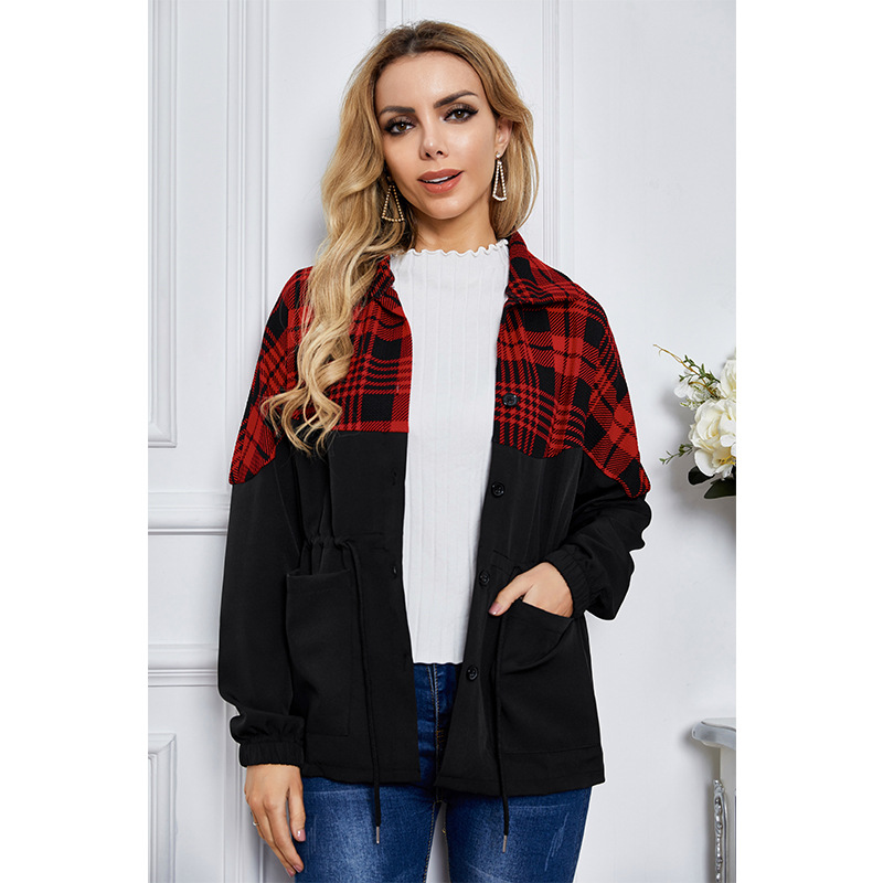 single-breasted plaid casual jacket  NSSA26039