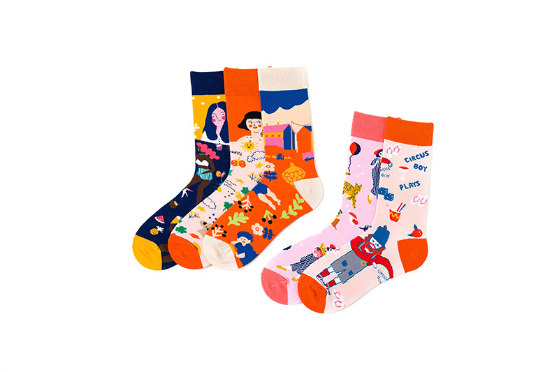 Unisex Basic Streetwear Cartoon Cotton Jacquard Crew Socks A Pair display picture 4