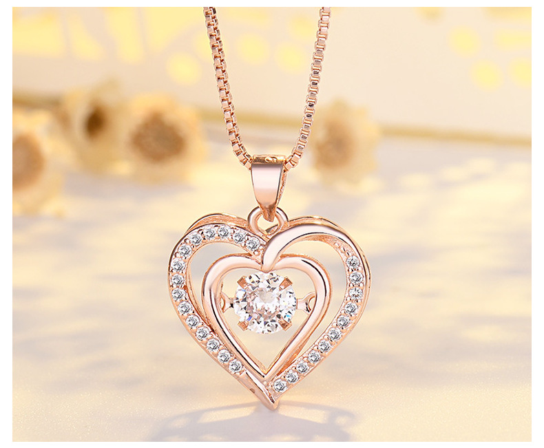 Lady Heart Shape Copper Plating Inlay Zircon Pendant Necklace 1 Piece display picture 1