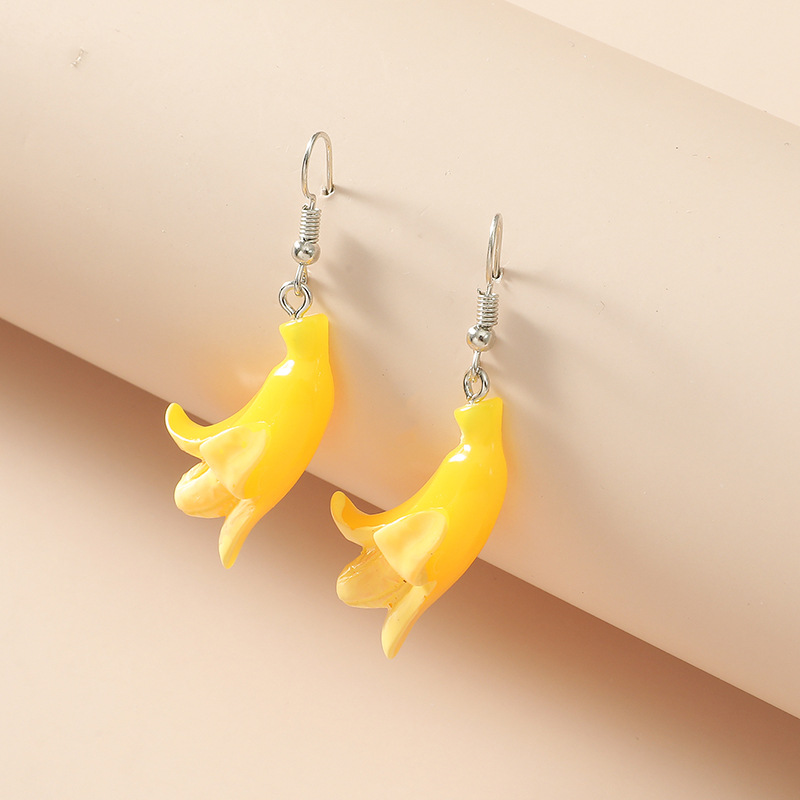 Sweet And Lovely All-match Resin Banana New Creative Earrings Wholesale display picture 3