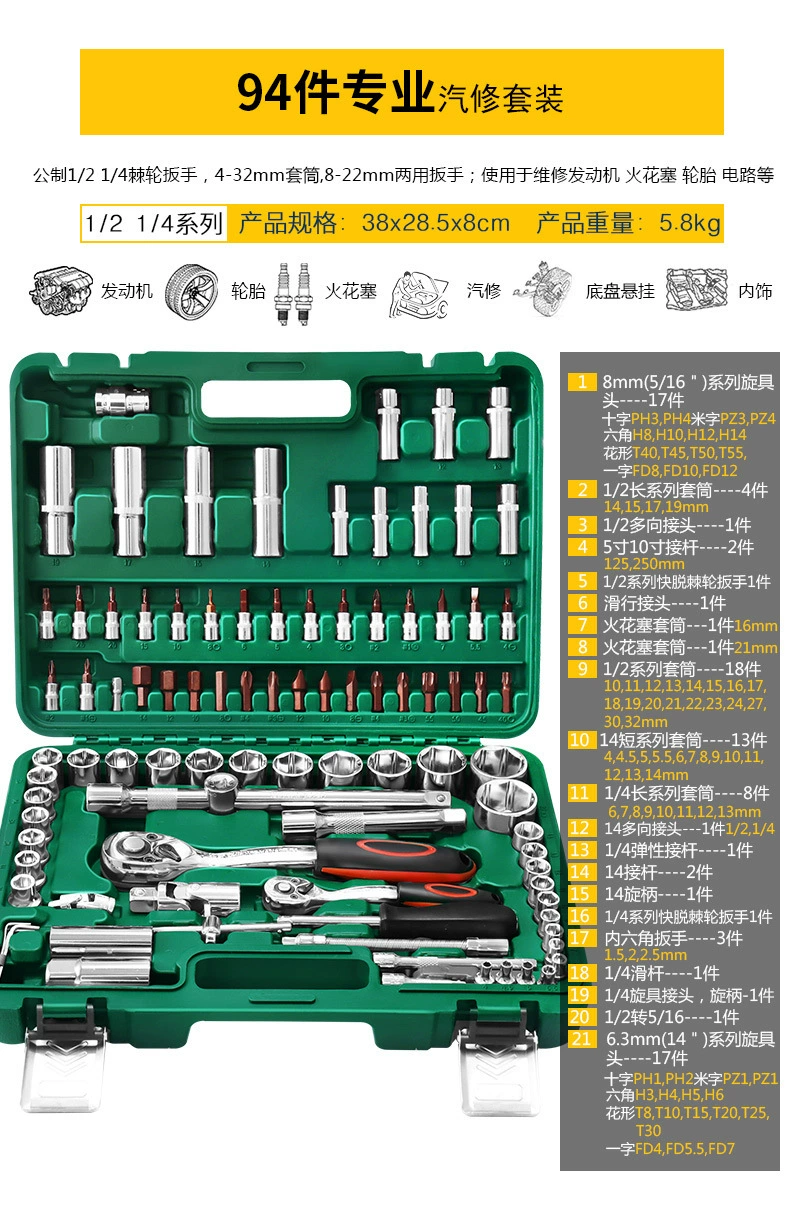 Universal tool set — wrenches & ratchets with gloves and accessories, multiple kit options