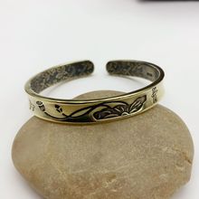 纯铜做旧手镯复古莲花中老年人镯子工厂礼品批发摆地摊货源开口镯