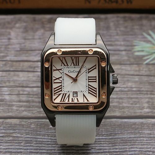 Square Calendar Boys Tape Watch Roman Scale Men's Retro Rubber Watch Women's Watch Quartz Watch Women's 8155