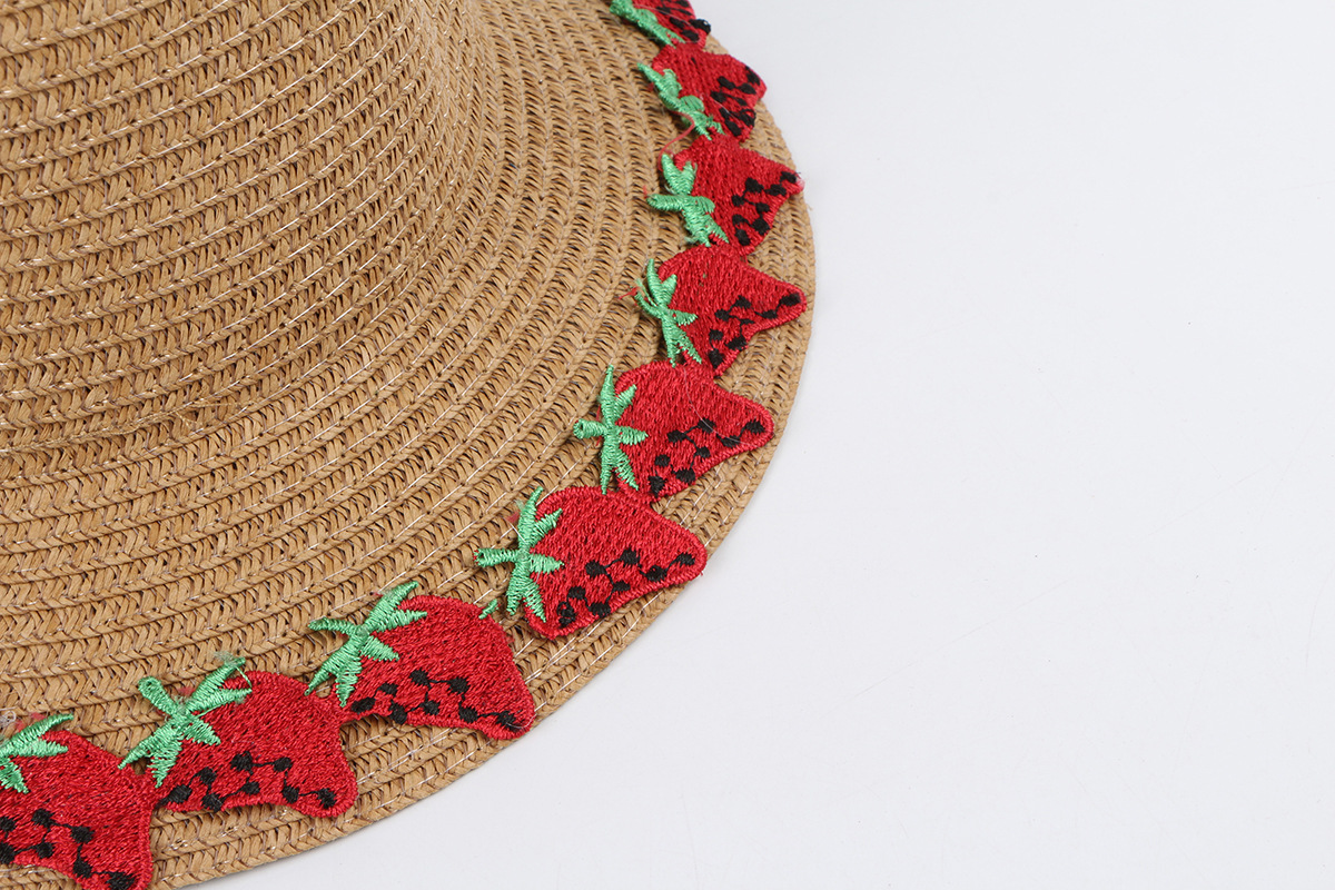 الصيف الأطفال القش قبعة الإناث الطفل قبعة الشمس قبعة الشاطئ كبيرة الطنف القش الشمس قبعة الاطفال في الهواء الطلق display picture 7