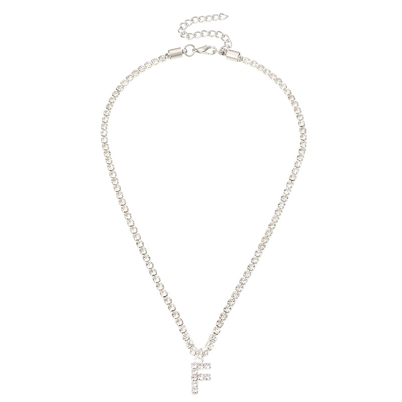 fashion new popular wild 26 English alphabet necklace full diamond choker necklace nihaojewelry whol