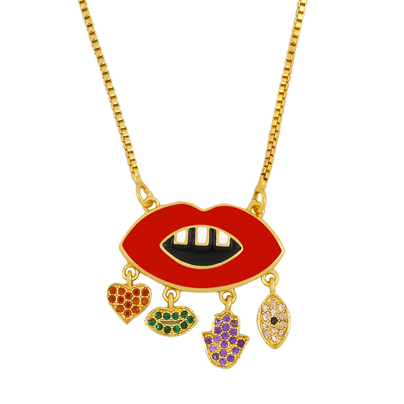 Fashion Jewelry Hip Hop Lips Pendant Necklace Yiwu Nihaojewelry Wholesale Necklace display picture 4