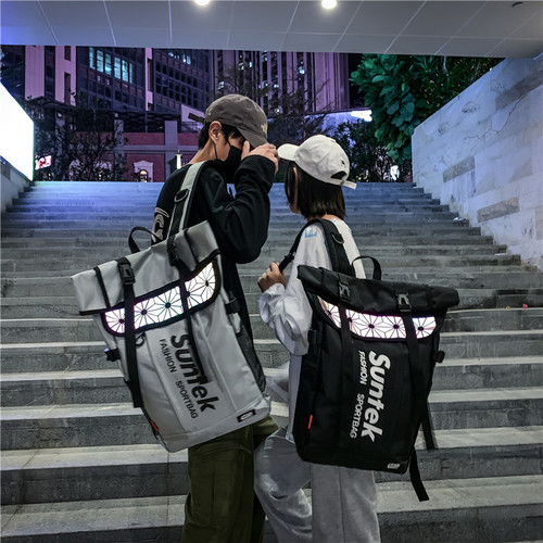 Chase brand dual shoulder bag for men, large capacity street fashion sports casual travel bag, workshop style, reflective, college student backpack