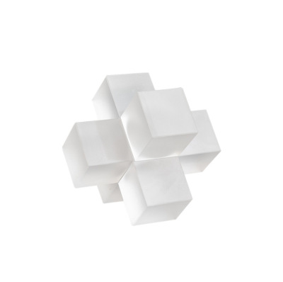 简约现代透明磨砂电镀水晶十字镇纸摆件立体几何书房桌面软装饰品|ru