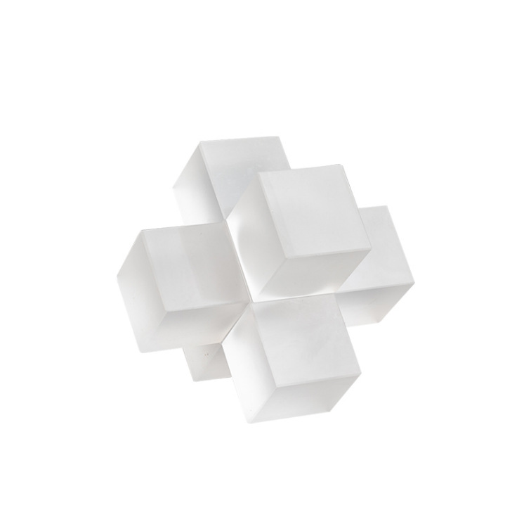 简约现代透明磨砂电镀水晶十字镇纸摆件立体几何书房桌面软装饰品|ru