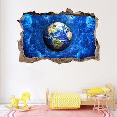 昆尚跨境新款星空地球全貌牆貼客廳兒童房裝飾貼畫KS6775