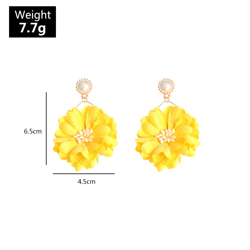 New fashion fabric flower earrings wild chrysanthemum earrings pearl earrings nihaojewelry wholesale
