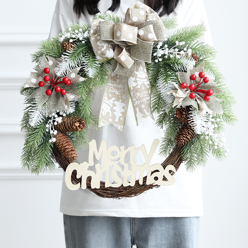 Navidad decorativo Garland ratán cifrado paquete vacaciones diseño ventana puerta ratán Garland decoraciones de Navidad