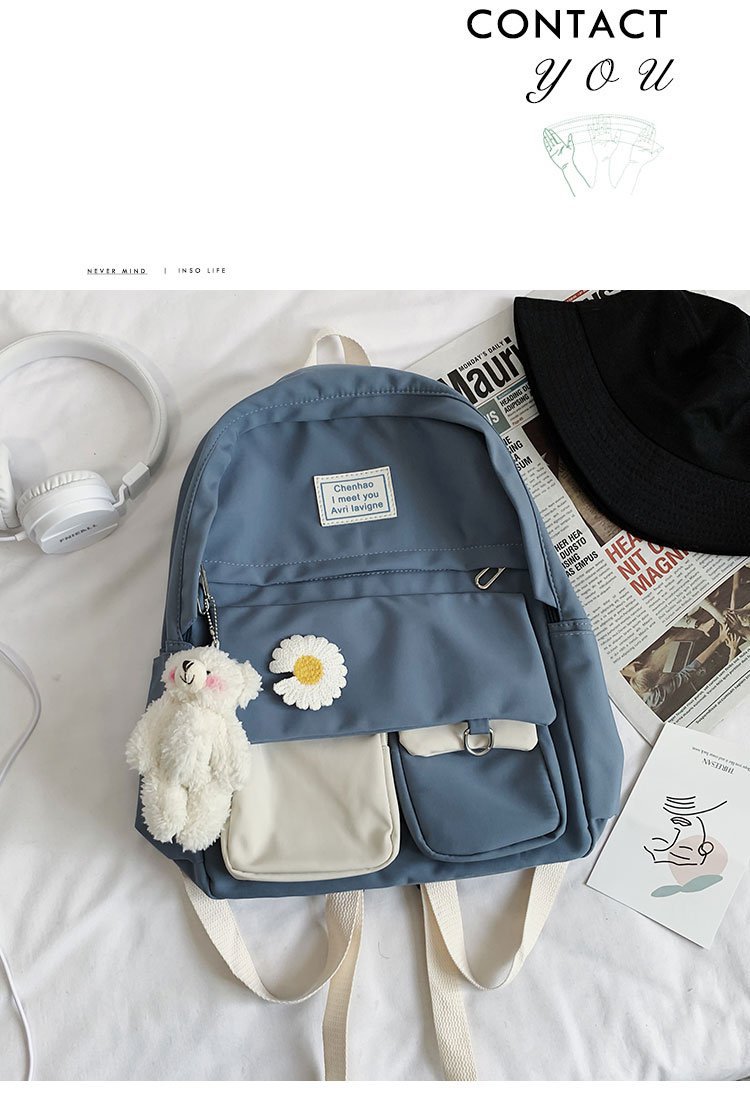 Koreanische Version Von Ulzzang College-stil, Altmodisch, Kleines Frisches Mädchen, Farblich Kontrastierende Schult Asche, Japanischer All-match-studenten Rucksack display picture 9