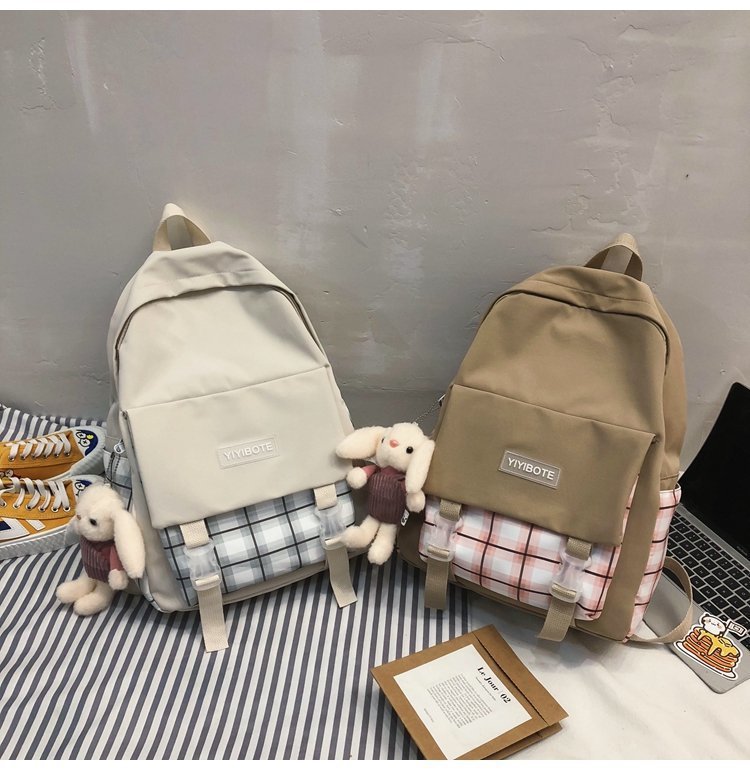 Schoolbag Korean Fashion Harajuku Cute Girl Student Small Fresh Contrast Color Plaid Backpack  Wholesale Nihaojewelry display picture 25