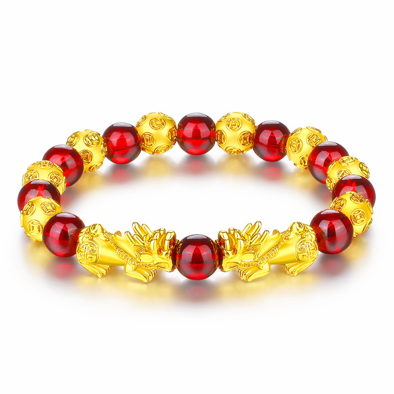 Smycken och accessoarer guld 3D hårt guld modigt granat armband kvinnlig kristall Vietnam sand pengar pärlarmband live supply_voghion.com