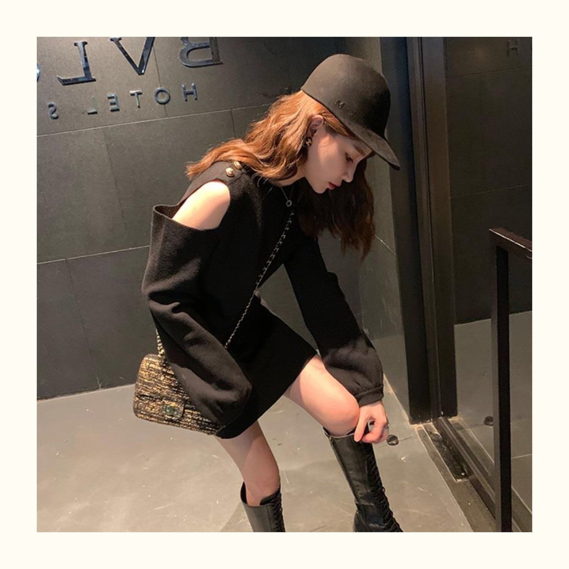 新款女装155小个子性感裙子露肩针织连衣裙女秋冬打底毛衣裙