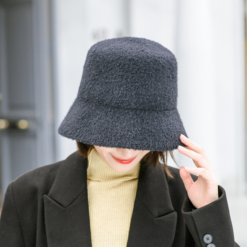 Ull bucket hat för kvinnor höst vinter trendig varm_voghion.com