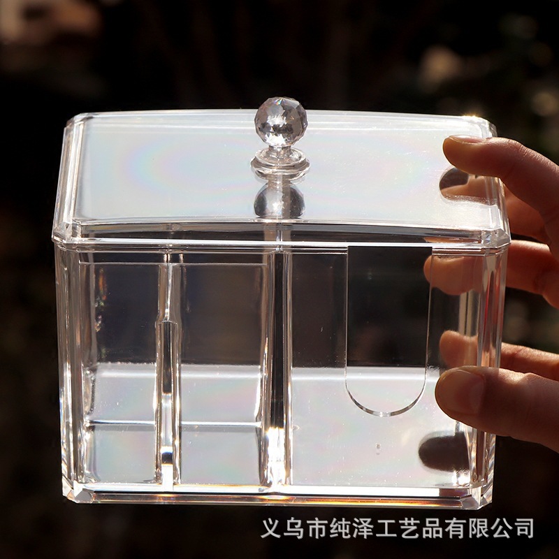 transparent Acrylic makeup cotton storage box Cotton swab box desktop dresser Cosmetics Storage box