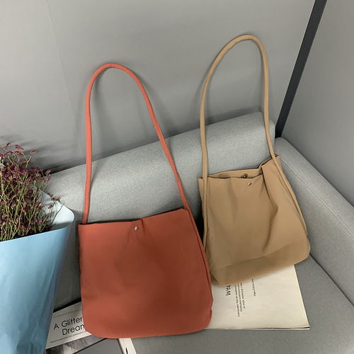 Candy color cloth bag, small fresh and simple solid color nylon canvas bag for women, single shoulder ins student work crossbody bag for women