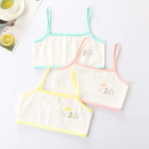Underwear for female students in development period, pure cotton breathable 8-12 years old camisole cartoon girl bra
