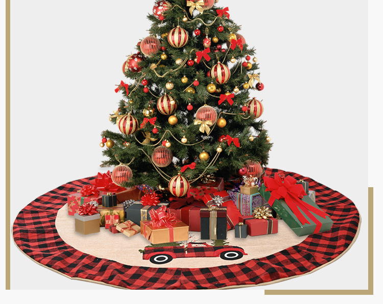 Jupe D&#39;arbre De Noël Tissu À Carreaux Fond D&#39;arbre De Noël Habiller Tablier D&#39;arbre display picture 7