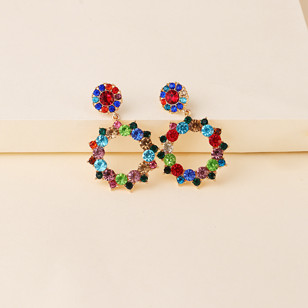 Women's Fashion Geometric Alloy Earrings Inlaid With Colorful Rhinestone  Earrings display picture 2