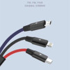 One Drag three mobile phone data cable USB mobile phone charging cable is suitable for Apple Android Type-C nylon fast charging cable